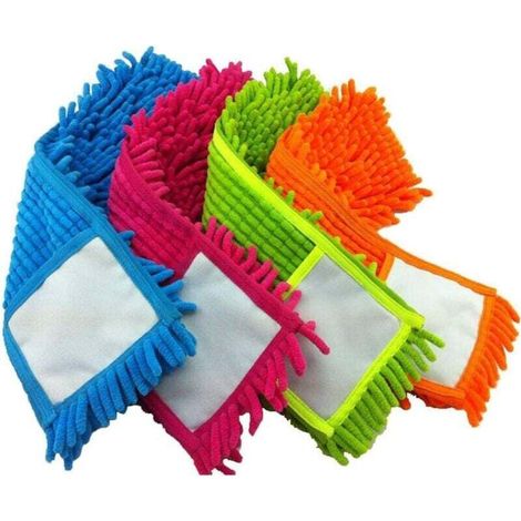 Lot de 4 recharges de balai à poussière en microfibre avec projections en forme de doigts - Recharges de tampons de balai réutilisables de 14 x 4 pouces pour sols en bois dur, en carrelage et en strat (1/4)