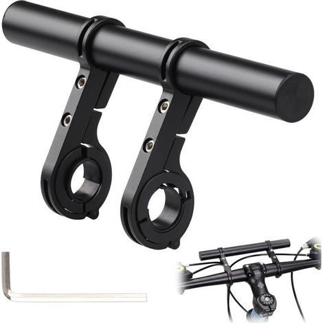 20cm Aluminum Bicycle Handlebar Extension, Handlebar Extender for 25.4mm-31.8mm, Bike Mount with Double Stem, Extension Bar Extender with Hex Wrench, for MTB Motorcycle Scooter Bike Road (1/5)