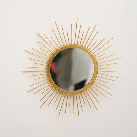 Miroir Soleil en Métal Doré - Décoration Murale Boho et Cadeau pour la Maison (Petit, Design Étoilé) (1/5)