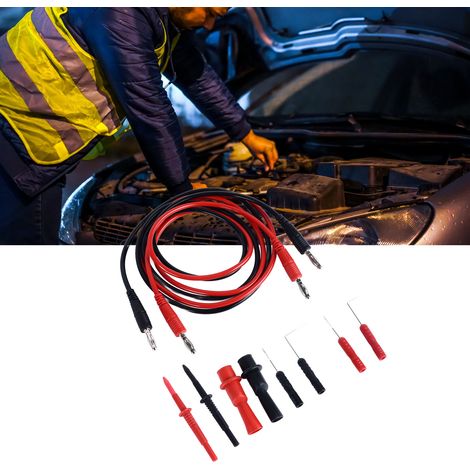 Kit de 10 sondes universelles pour multimètre, sondes de test de circuits automobiles à pénétration non destructive, à broches arrière flexibles, jeu de sondes de rechange, noir et rouge (1/5)