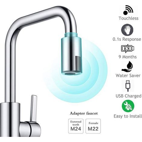 Robinet à capteur infrarouge - - - Sans contact - économie d'eau - 22–24 mm (1/4)