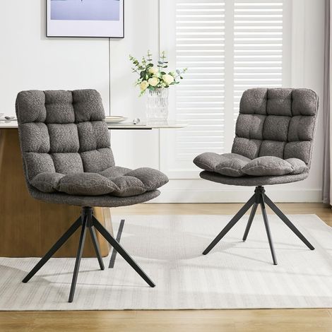 2-teiliges Esszimmer-Set mit Tisch und Stühlen, drehbare Küchenstühle mit abnehmbaren Kissen, moderne Polsterstühle für Esszimmer, Wohnzimmer, Büro, grau