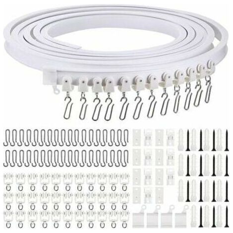 BRICOOMARKET Rail de rideau incurvé au plafond pliable de 5 mètres Rail de rideau incurvé flexible pour rail de rideau souple pour rail de rideau avec crochets de rideau en métal, séparateur de pièce  (1/5)