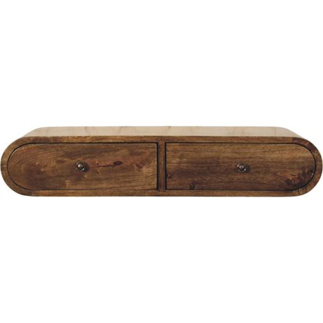 AMXCNOY Console murale arrondie en bois massif avec 2 tiroirs (1/5)