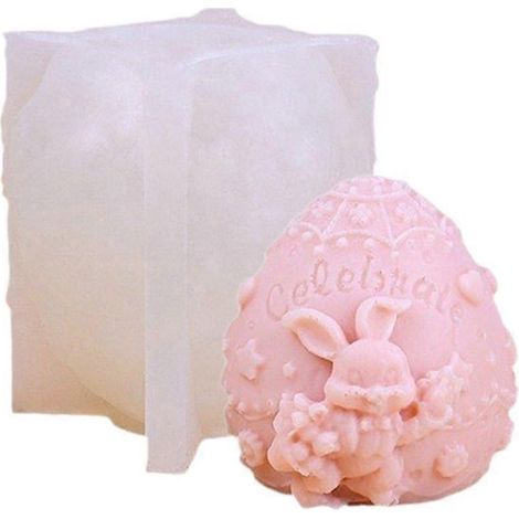 Moules à bougies en silicone lapin pour Pâques, aromathérapie, plâtre, savon, résine. (1/4)