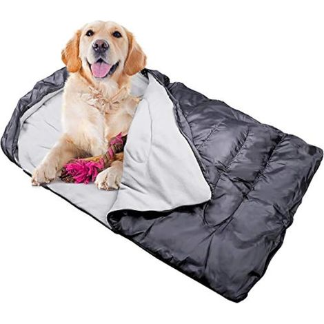 Lit pour animaux extérieur - Tapis sac de couchage chien & chat en polaire polaire, doux, imperméable, fermeture à cordon et zip + scratch