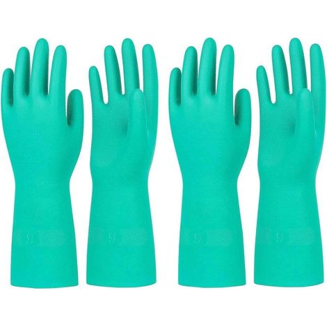 Gants en caoutchouc résistants, 2 paires, taille L, avec poignée antidérapante, protection anti-chimique, industriels, résistant (1/5)