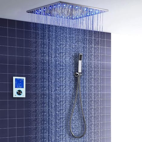 Colonna doccia OihPaw, kit doccia integrato, kit doccia completo multifunzione, con touch screen, kit doccia con soffione e doccetta, colonna doccia senza miscelatore, colonna doccia cromata (1/5)