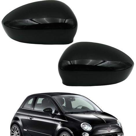 Außenspiegelkappen, 1 Paar, Rückspiegelabdeckungen, Schwarz, Autospiegelkappen, Seitenspiegelabdeckungen, Kompatibel mit Fiat 500 2007-2023 (1/5)