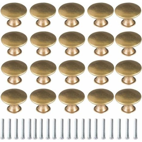 20 piezas de pomos de latón vintage para puertas, tiradores de latón, pomos para muebles, pomos para cajones, tiradores vintage para cajones, armarios y alacenas de cocina. (1/4)