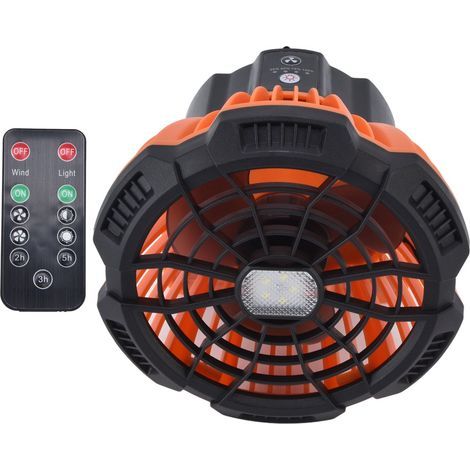 Tragbarer LED-Ventilator für den Außenbereich mit Licht, leiser, multifunktionaler, per USB aufladbarer Ventilator mit Fernbedienung, Schreibtischlampe mit eingebautem Akku (1/5)