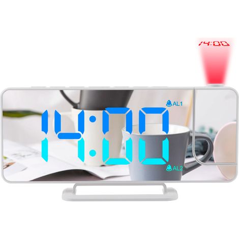 Projection Alarm Clocks Bedside, Digital Clock with 180° Rotatable Projector, RGB Colorful Numbers, 6-Level Brightness Dimmer,LED Display, USB Charger, Digital Alarm Clock for Bedroom (1/5)