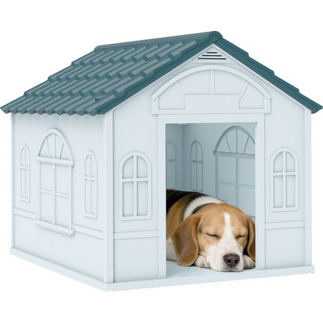 Niche pour chien chenil à l'extérieur en PP blanc pour chiens de petite et moyenne taille - 65 x 75,7 x 63 cm