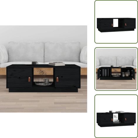 Table basse Noir 100x50x35 cm Bois massif de pin - Table Basse - Meuble Salon - Table D'appoint - Table Latérale - Bois Massif (1/5)