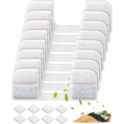 Lot de 8 Cartouches Filtrantes à Eau，8 éponges de Pompe à Eau  Compatibles avec 3, 2 l FN-W17, Filtre de Rechange pour Fontaine à Eau pour Chat (1/5)