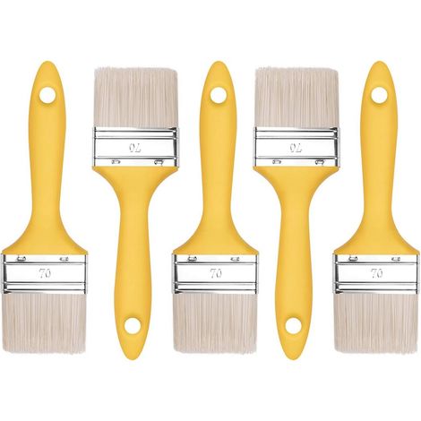 Lot de 3 pinceaux plats, dimensions : 20/50/70 mm, poils synthétiques, virole en acier, manche en plastique