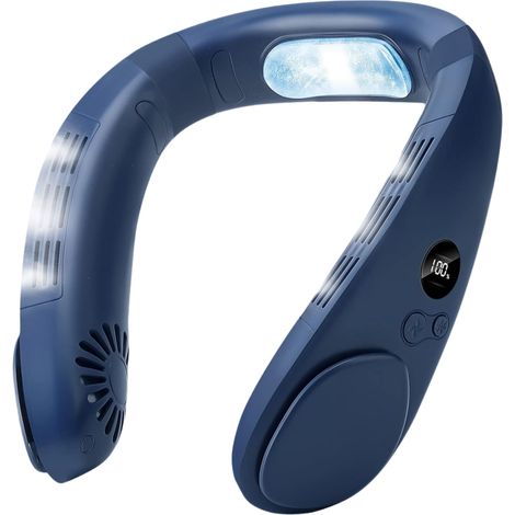 1 Ventilateur de cou, sans pales, batterie 4400 mAh, 3 vitesses, plaque refroidissement, USB-C, sport voyage (1/5)