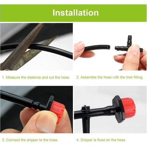 300 Pièces Goutteur Irrigation Réglable, Goutte à Goutte Dripper Micro en Plastique pour Egouttement, Tête de Gicleurs D'irrigation pour Parterres de Fleurs, Jardins, Pelouse à Plante, Rouge (1/4)
