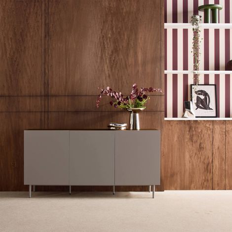 sweeek - Sideboard aus Metall und Holzdekor, 3 Türen, B 150 cm