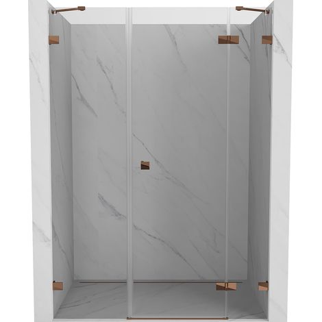 Mexen Lunar puertas de ducha batientes derechas 120 cm, transparentes, oro rosa - 834S-120-050-60-00-P (1/5)