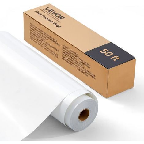 Vinylfolie Wärmeübertragung Transferfolie (304,8 x 15240 mm), glänzend weiße HTV-Bügelvinylrolle, kompatibel mit Schneidemaschinen, für verschiedene Materialien T-Shirts Kissen Hüte (1/5)