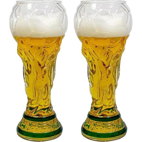 Verres à bière Coupe du Monde 2026 (lot de 2) - 500 ml - Verre résistant - Cadeau élégant pour homme, papa, Fête des Pères, anniversaire ou jour de match (1/5)