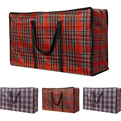 4 Pices Sac Dmnagement, Oxford Sac De Rangement Vetement Sac Cabas Grand - Rutilisable Sacs Linge Laundry Storage Bags Zipper Bag (bleu Rouge) (1/5)