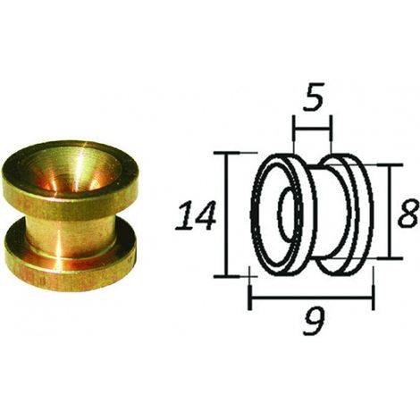 Passafilo in Ottone per Testine con Sede Ø 9 mm Mm, Ø Esterno 14 Cod 281690