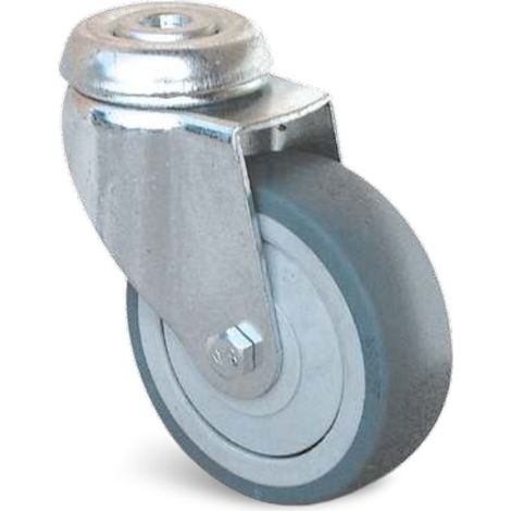 Roulette Uniroll caoutchouc grise à trou central pivotante 75mm - GUITEL HERVIEU - 840080