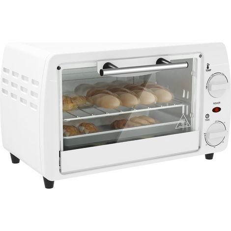 Elektro-Tischbackofen 10 L, 750 W, kleiner Elektro-Backofen, Temperatur 230 °C und Timer, 36,5x26x22 cm, Weiß (1/5)