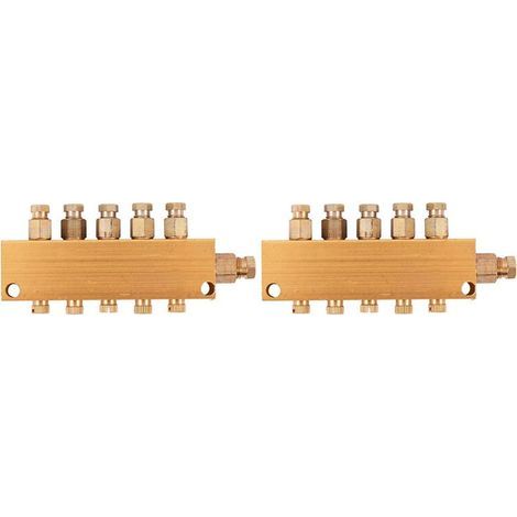 2X Distributeur D'Huile Lubrifiante Régulateur de Pression D'Air Bloc Collecteur Importation 6Mm Sortie 4Mm Distributeur de Piston D'Huile Jardinage (1/2)