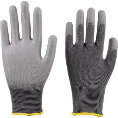 Gants de protection de paume enduits de polyester PU 13 aiguilles, gris, gants de protection de paume en polyester trempé, taille L, longueur 25 cm (1/3)