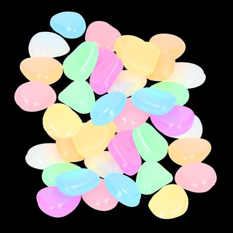 Pierres lumineuses artificielles 500pcs décor aquarium jardin sentier fluorite résine écologique nuit auto-illuminantes (1/5)