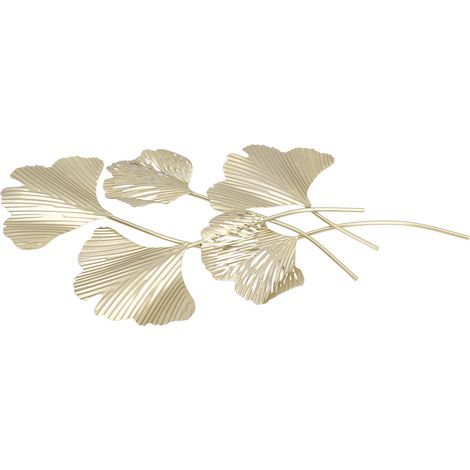 Décoration murale en métal, feuilles de ginkgo en fer 3D, sculpture murale suspendue pour salon et bureau (1/5)