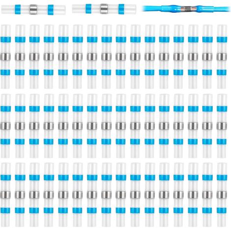 50 Pièces Connecteurs de Soudage, Connecteurs de Câble Étanche avec Gaine Thermorétractable Transparente, Gaine Thermorétractable avec Soudure, Connecteurs Étanche à Impact 1,5-2,5 mm², AWG 16-14 (1/5)