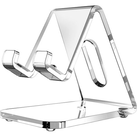 Support pour téléphone portable acrylique transparent 5 mm, pour bureau, compatible smartphones 4 à 8 pouces. (1/5)