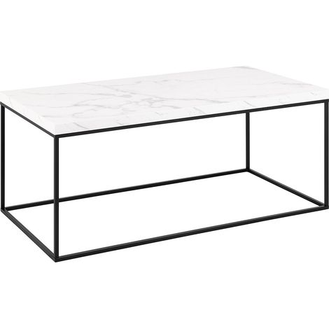 Table basse rectangulaire 110x55x45 cm décor marbre blanc - AYA (1/5)