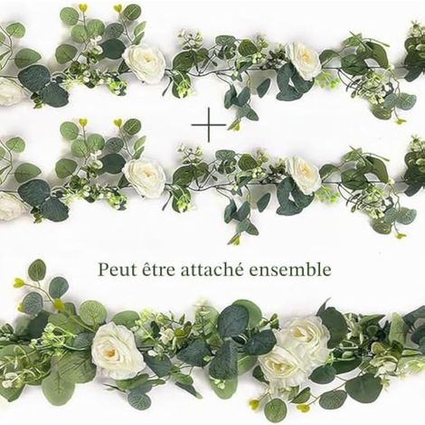 Fleurs artificielles Dahlia, décoration florale artificielle, guirlande de fleurs artificielles, 180 cm de fleurs d'eucalyptus artificielles pour extérieur, intérieur, mariage, mur, portes, maison, ja (1/3)