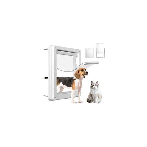 Porte pour chien en plastique antirouille avec rabat magnétique transparent souple et panneau de fermeture à clip, 44 x 36 cm, porte pour animaux de compagnie à verrouillage bidirectionnel (1/5)