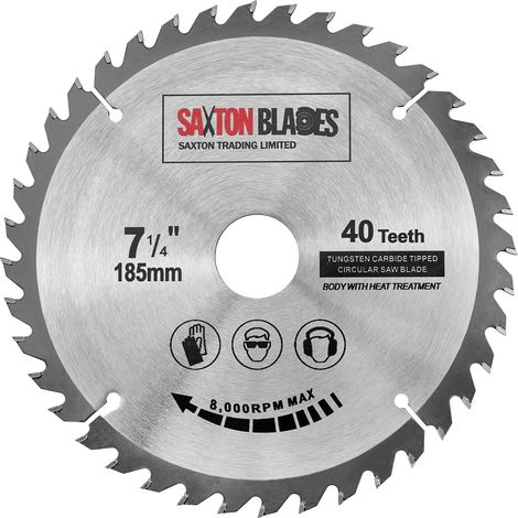 lame de scie circulaire pour le bois 185 mm x 40 dents convient à Evolution Rage Saws - Includes 25,4 mm bague de réduction (1/5)