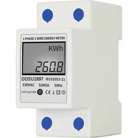 Contatore elettrico monofase, 80A 220V, contatore di energia elettrica digitale, contatore elettrico monofase per guida DIN, contatore elettrico multifunzione a filo singolo (1/5)