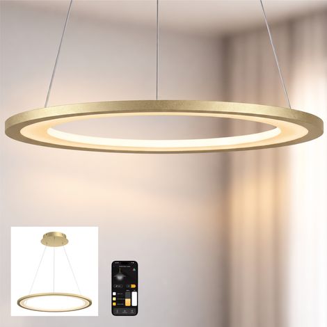 doporro Moderne LED Pendelleuchte – 60cm Dimmbare Esszimmerlampe hängend mit App & Fernbedienung, 3000–6000K, CRI≥95, höhenverstellbar für Esstisch & Wohnraum, Luvina01, Sandschwarz (1/5)