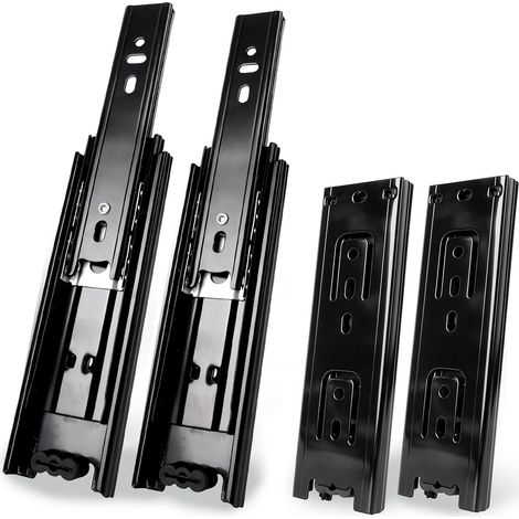 Lot de 4 rails de tiroir de 150 mm glissières télescopiques à 3 plis charnières de tiroir à extension complète 285 mm charge lourde (1/5)