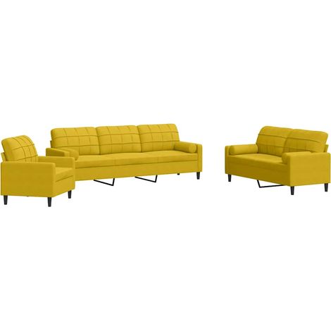 Maison Exclusive - Set di Divani 3 pz con Cuscini e Rinforzi Giallo in Velluto