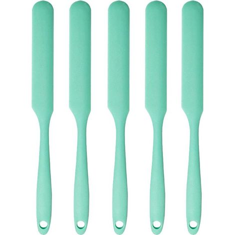Juego de 5 raspadores de silicona para frascos, Raspador de masa de mango largo, Raspador fino para hornear, frascos, Verde (1/5)
