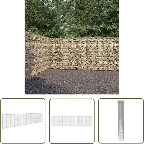 The Living Store Mur à gabion avec couvercles Acier galvanisé 900x50x200 cm - Mur En Gabion - Cloture Gabion - Clôture Décorative - Panneau De Clôture - Décoration Extérieur (1/5)
