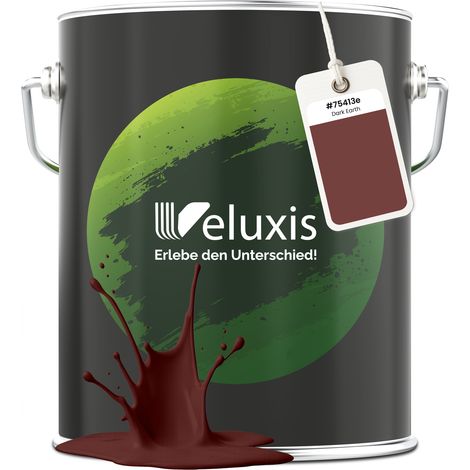 Pittura murale marrone Dark Earth opaca per interni – Copertura classe 1, senza COV, senza primer, a bassa gocciolatura – Soggiorno e camera da letto – 5 L – Veluxis (Dark Earth)