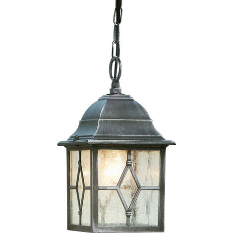 Searchlight Genoa - Lampada da soffitto per esterni a 1 luce nera, argento, E27 (1/2)