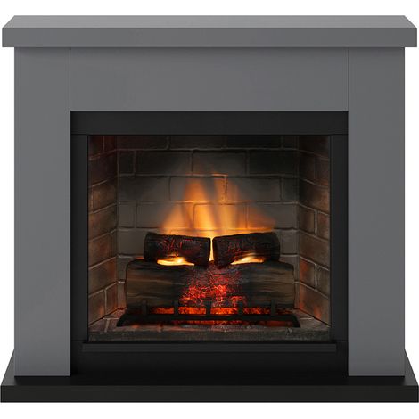TAGU Cheminée électrique connectée 1400W - FRODE Powerflame 2 - effets flammes 3D et crépitement - Gris (1/5)