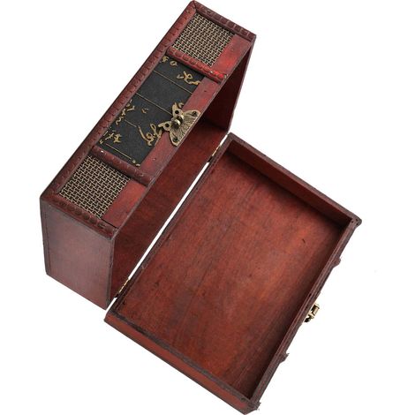 Boîte de Rangement en Bois Rustique pour Bibliothèque et Accessoires - Organisateur Vintage Compact (1/5)